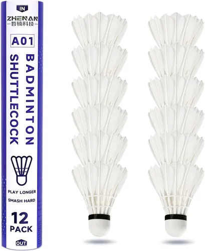 Badminton Birdies,Badminton Shuttlecocks for Backyard & Baseball Batting Practice,12 Pack Highly Stable & Durable Nylon/Goose Feather Shuttle Balls