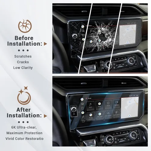 Miniatura 7 de Protector de pantalla de vidrio templado HD 2022-2026 GMC AT4X para AT4 GMC Sierra 1500/2500HD/3500HD (Denali/Denali Ultimate) 13.4 y 12.3 pulgadas