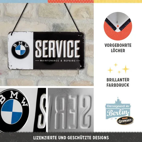 Miniatura 3 de Nostalgic-Art Letrero colgante retro, 3.9 x 7.9 pulgadas, producto oficial (OLP), BMW – Service – Idea de regalo para los fans de BMW, hecho