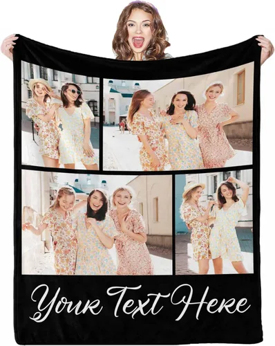Miniatura 13 de Manta de fotos personalizada, 4 fotos, mantas personalizadas para mamá, abuela, esposa, mujeres de hija, hijo, marido, 8 tamaños 4 Fotos-1