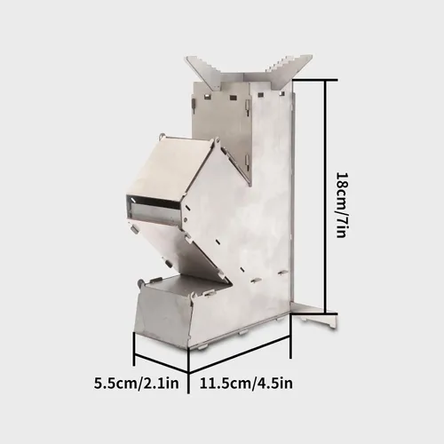 Miniatura 7 de Estufa de leña desmontable para acampar Estufa de cohete Estufa portátil duradera conveniente de acero inoxidable desmontable