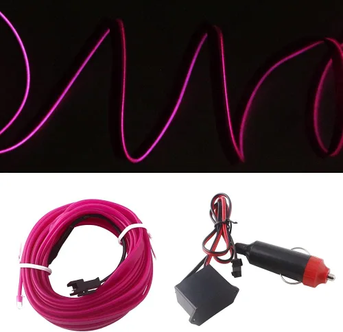 Miniatura 13 de Cable electroluminiscente de luz de neón de 16 pies y 12 V con protección de fusible para decoración interior de automóvil con borde de costura