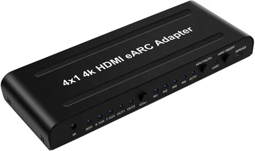 Miniatura 4 de 4x2 HDMI 2.0 eARC Audio Extractor & Switch, 4k HDMI eARC adaptador compatible con control remoto IR, interruptor eARC/ARC, barra de sonido, HDCP