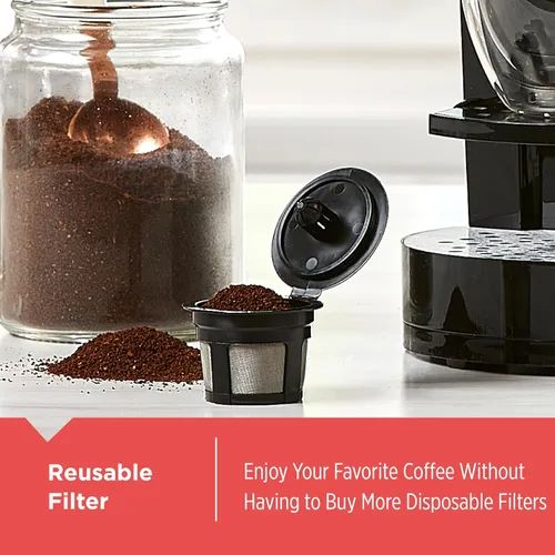 Miniatura 4 de BLACK+DECKER Cafetera K-Cup familiar de una sola porción: depósito de agua grande de 50 onzas, compatibilidad versátil para café molido y K-Cup