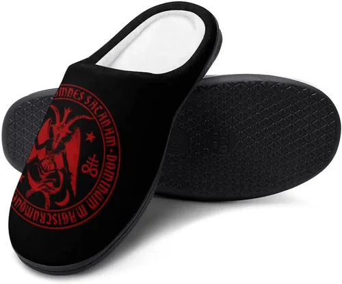 Miniatura 5 de Zodiac Baphomet - Pantuflas de algodón para hombre, de espuma viscoelástica, lavables, antideslizantes, para casa