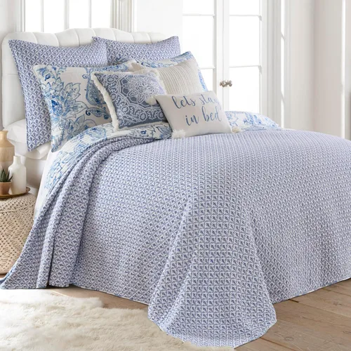 Miniatura 2 de Levtex Home - Juego de colcha Bennett - Colcha individual (80 x 106 pulgadas) y 1 funda estándar (20 x 26 pulgadas) - Paisley floral - Azul y blanco