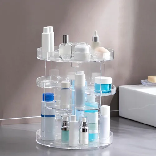 Miniatura 7 de HBlife Organizador de maquillaje giratorio 360º de talla grande, carrusel ajustable de gran capacidad, organizador giratorio de perfumes