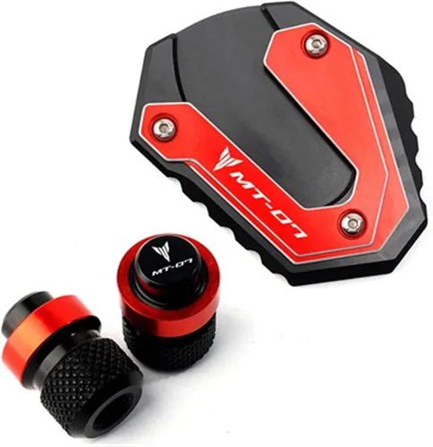 Miniatura 9 de Soporte lateral para motocicleta, ampliación, tapones de aire para válvula de neumático para Yamaha FZ07 FZ 07 MT07 MT 07 MT-07 MT-07 2014 2023 Rojo