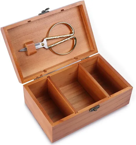 Miniatura 7 de A.Dinsenen Cesta de coser de madera/caja de coser con accesorios de kit de costura