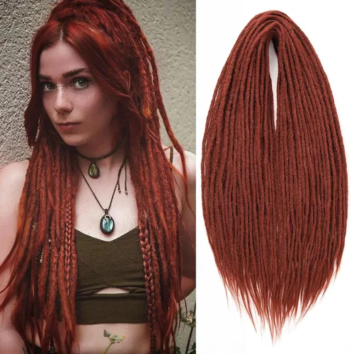 Miniatura 31 de Leeven Extensiones de rastas grises de 40 hebras de 18 pulgadas con terminación única hechas a mano, extensiones de rastas suaves de 0.6 cm