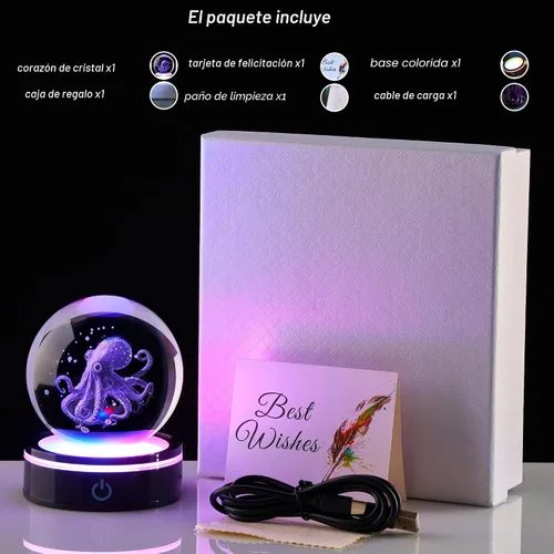Miniatura 7 de Estatua de bola de cristal 3D, regalo de bola de vidrio del océano femenino, adecuada para amigas y amigos masculinos, graduados, amigos, colegas