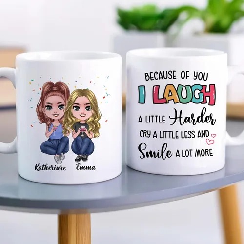 Miniatura 3 de Gossby Taza de café personalizada de la amistad, regalo personalizado Besites para mujeres con diseño de muñeca, nombre, cita – cumpleaños, Navidad
