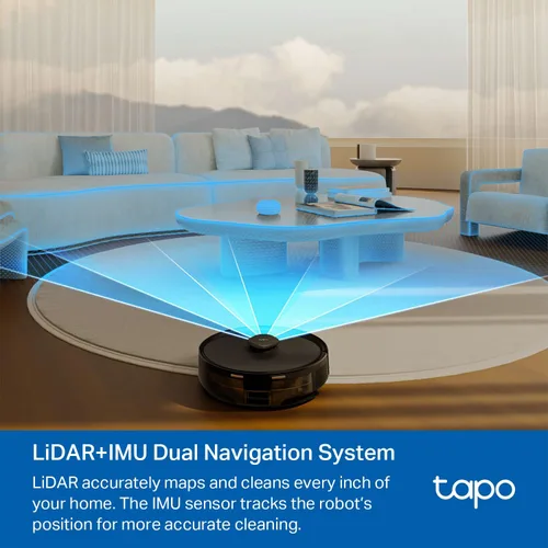 Miniatura 4 de Tapo - Aspiradora y fregona robot con navegación inteligente LiDAR, 5300 Pa máx, tasa de recolección de polvo del 97%+, limpieza personalizable
