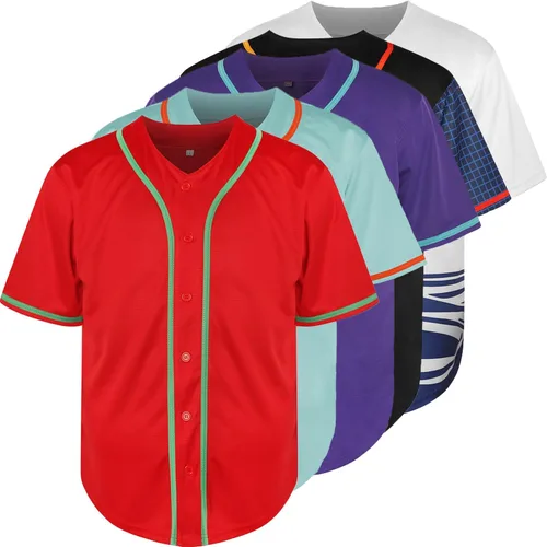Miniatura 16 de Phoneutrix Camisetas Jersey de Béisbol Hip Hop Hipster Lisas en Blanco con Botones Uniformes Deportivos para Hombres y Mujeres Jersey