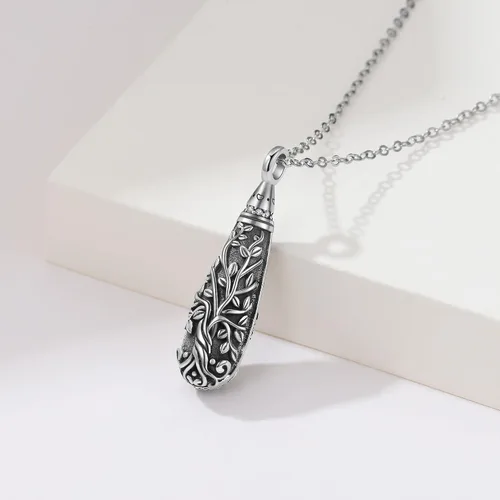Miniatura 74 de Collar con colgante de urna de cenizas de cremación y árbol de la vida para mujer, plata de ley US1