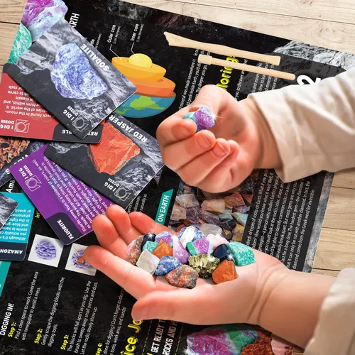 Miniatura 2 de Gamerside - Kit de minería de minerales, kit de excavación de piedras preciosas, 12 piedras preciosas y cristales de colección de piedras preciosas
