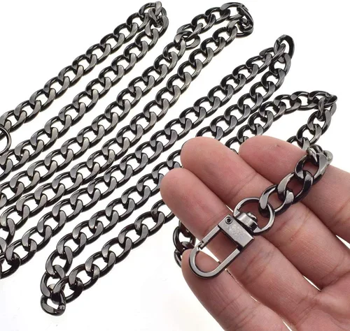 Miniatura 50 de HAHIYO Correa metálica de cadena para bolso de 43.3' de oro para bolso cruzado, bandolera y bolso de mano, cómoda y plana de 0.4' de ancho, extra