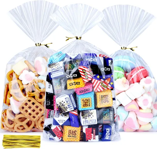 Miniatura 18 de 20 bolsas de celofán de celofán de 14 x 18 pulgadas, transparentes y planas para envolver regalos, panadería, galletas, dulces, postres, cestas