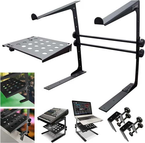 Miniatura 13 de AXA AXCESSABLES Soporte para portátil DJ con bolsa de viaje Soporte portátil plegable de aluminio para portátiles de hasta 15 pulgadas y 20 libras