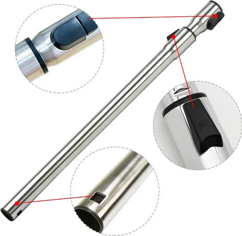 Miniatura 4 de EZ SPARES Tubo compatible con aspiradoras Miele C1, C2, C3, tubo de acero inoxidable telescópico no eléctrico, varita de extensión de 1.375