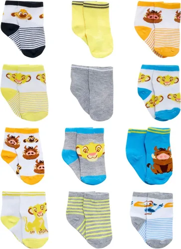 Disney Calcetines para bebé - Paquete de 12 Mickey Mouse, Winnie The Pooh, Rey León, Toy Story (recién nacidobebé)