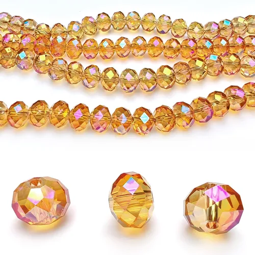 Miniatura 16 de Cuentas de vidrio Rondelle de 0.079 in para hacer joyas, cuentas espaciadoras de Briolette Crytal facetadas para pulseras, collares, aretes