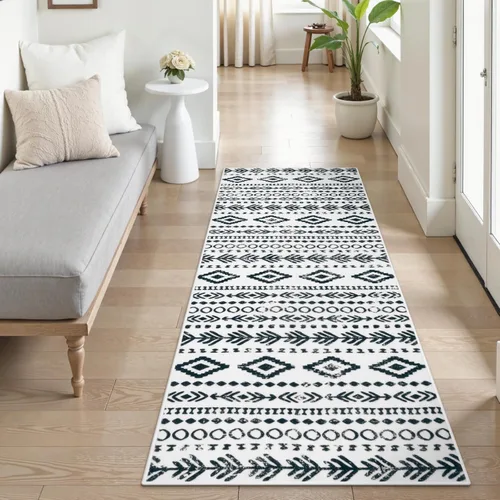 Miniatura 14 de Lahome Alfombra bohemia marroquí para entrada, lavable, de 2 x 3 pies, color gris y blanco, antideslizante, ultra fina, suave, rústica con estampado