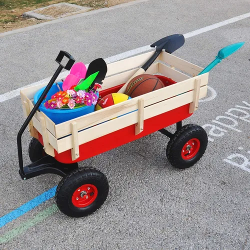 ZeHuoGe Carro deportivo para exteriores todo terreno con paneles laterales de madera extraíbles, neumáticos de aire, panel de pie grande, cama de