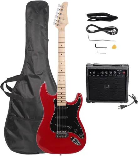 Miniatura 9 de Kit completo de guitarra eléctrica de 39 pulgadas para principiantes, tamaño completo con amplificador de 20 W, con correa, bolsa, amplificador