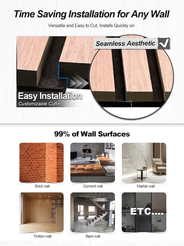 Miniatura 9 de Woven Sound Paneles de madera para pared, funcionalidad y durabilidad, diseño acanalado mejorado acústico y a prueba de sonido, decoración de pared