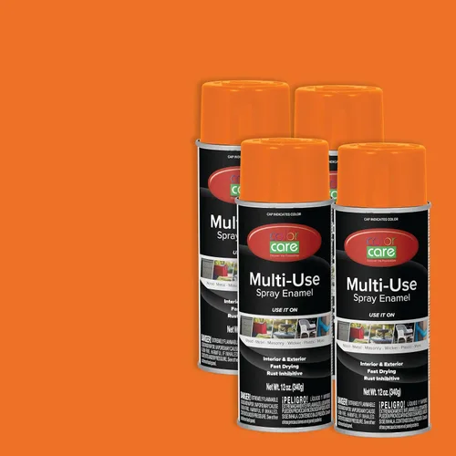 Miniatura 22 de Pintura en aerosol, 12 onzas, paquete de 6 (mezcla de colores cálidos: blanco brillante, rojo rubí, naranja, amarillo, marrón, negro brillante)