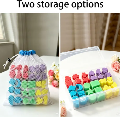 Miniatura 4 de 30 piezas de pintura de esponja de forma, pinceles de esponja para pintura acrílica, esponjas de manualidades con mango de madera para bricolaje