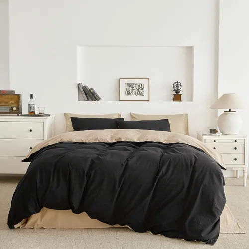 Miniatura 11 de SUSYBAO - Cobertor tipo duvet de 3 piezas, 100% de algodón natural, tamaño Queen, 1 cobertor con 2 fundas para almohada, calidad de lujo, ultra