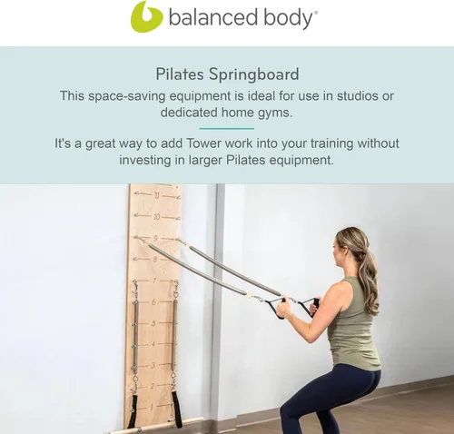 Miniatura 6 de Balanced Body Tabla de Resortes de Pilates con Barra de Empuje, Equipo de Entrenamiento de Pilates Montado en la Pared para Uso en Gimnasio en Casa