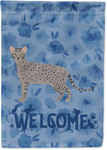 Miniatura 111 de Caroline's Treasures CK4813CHF - Bandera de bienvenida con gato abisinio azul, manga grande, para porche, para colgar en la pared, poliéster