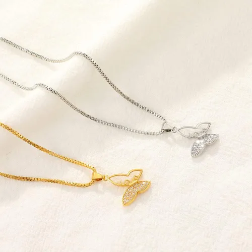 Miniatura 3 de IPMIDZHI Collares de mariposa chapados en forma de gargantilla con dije de diamante, regalo para el día de San Valentín, mujeres, adolescentes