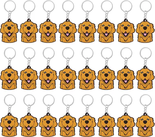 CiciBear Paquete de 24 llaveros Golden Retriever para decoración de fiesta para cachorros Golden Retriever, animales de mascota, Let's Pawty, amante