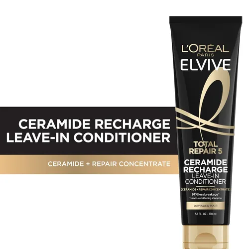 Miniatura 2 de L'Oreal Paris Elvive Total Repair 5 Protein Recharge Tratamiento Acondicionador Sin Enjuague y Protector Térmico, 5.1 Onzas