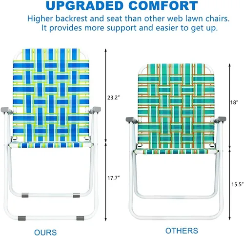 Miniatura 3 de VINGLI Juego de 2 sillas plegables de malla para patio, silla de playa portátil para exteriores, silla de camping, silla de playa para patio, Azul