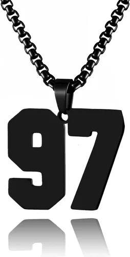 Miniatura 122 de Collar de Número Dorado para Hombre, Cadena de Acero Inoxidable con Colgante de Número para Atletas, Joyería Deportiva Personalizada para Niños
