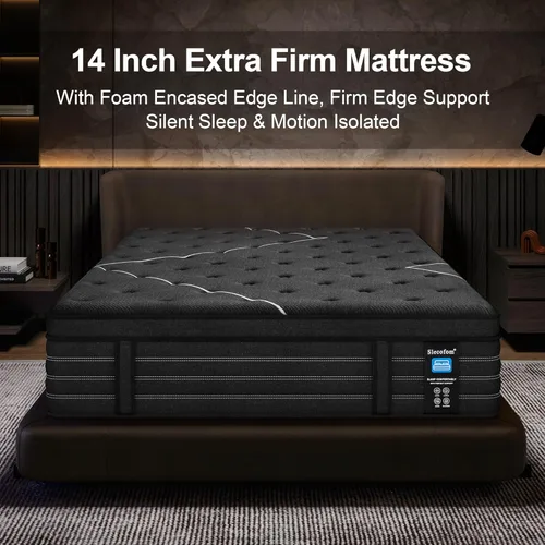 Miniatura 5 de Colchón Extra Firme Queen Slecofom, Colchón Tamaño Queen de 14 Pulgadas, Híbrido de Espuma Viscoelástica con Soporte Lumbar Extra, Alivio del Dolor