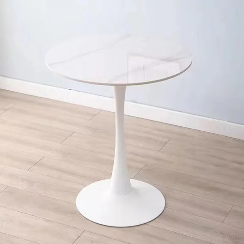 Miniatura 14 de HM&DX Mesa de comedor redonda con parte superior de mármol sintético y base de pedestal, moderna mesa de ocio para bar, mesa auxiliar de espacio