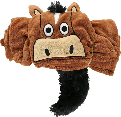 Miniatura 2 de Manta con capucha para llevar puesta Lazy One para niños, manta con capucha de animales (caballo, marrón)