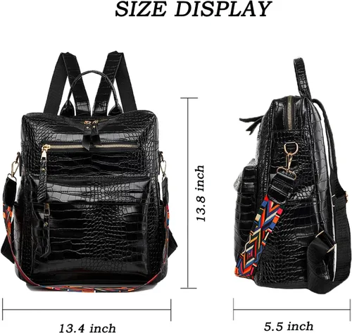 Miniatura 5 de Mochila de cuero antirrobo para mujer, bolsa de hombro ligera e impermeable, 4-negro, Mochilas tipo mochila