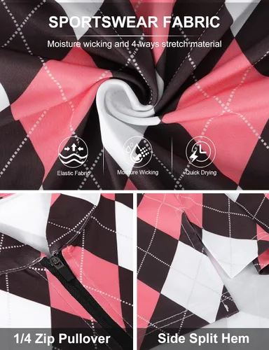 Miniatura 5 de Misyula - Camisetas de golf para mujer, con cremallera de 14, protección solar, secado rápido, tenis, correr, atletismo, entrenamiento