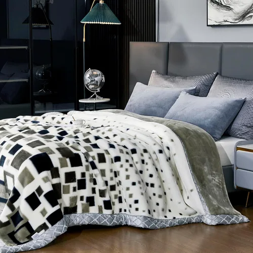 Miniatura 3 de LGYKUMEG Manta pesada de visón coreano, tamaño Queen de 79 x 91 pulgadas, sedosa suave y cálida, manta de cama Raschel reversible de 2 capas, 9