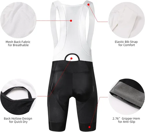 Miniatura 5 de Ciclismo baberos hombres Ciclismo Bib Shorts Hombres Road Bike Bicicletas Transpirable Acolchado Riding Tights Bib Shorts Ciclismo Hombres