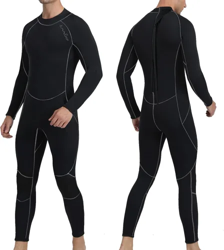 OMGear Traje de neopreno para hombres y mujeres, 0.118 in, cuerpo completo, protección UV, una pieza, manga larga, trajes de buceo, traje de baño