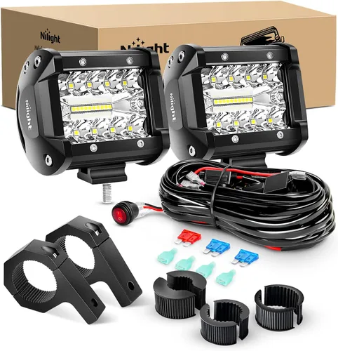 Miniatura 17 de Nilight - Luces LED marinas combinadas de punto de inundación de 4 pulgadas, 2 unidades, luces de navegación, iluminación de cubierta de pontón