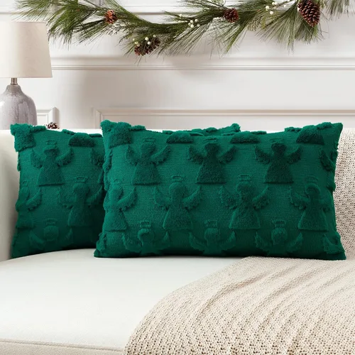 Miniatura 45 de OTOSTAR - Juego de 2 fundas decorativas para cojines navideños, suaves, afelpadas, de lana corta aterciopelada, estilo de lujo, para sofá o Crema